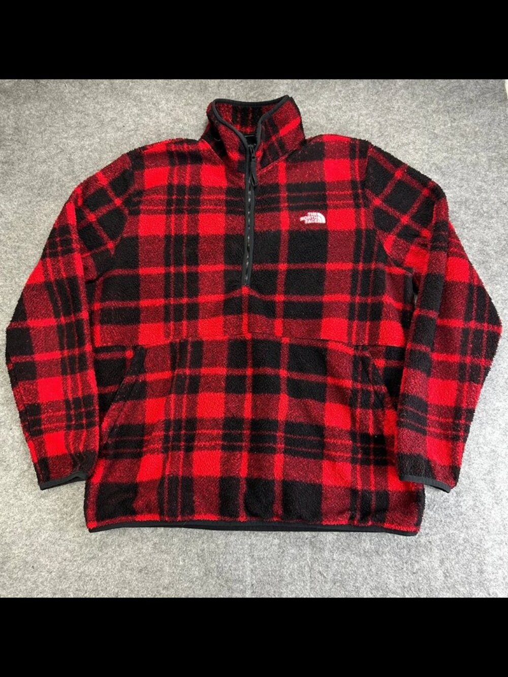The North Face Gordon Lyons 1/4 Zip Mens XL Red Black Buffaloe‎ Plaid Fleece